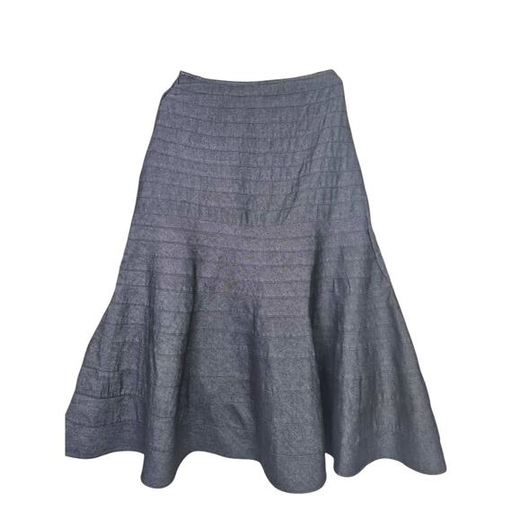 Vintage Denim Maxi Skirt Sz 8 Med Dark Fit & Flare Classic Preppy Closet Staple - Picture 2 of 9